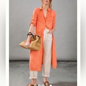 Anthropologie Pilcro Kimberly coral stone washed midi dress with pockets medium